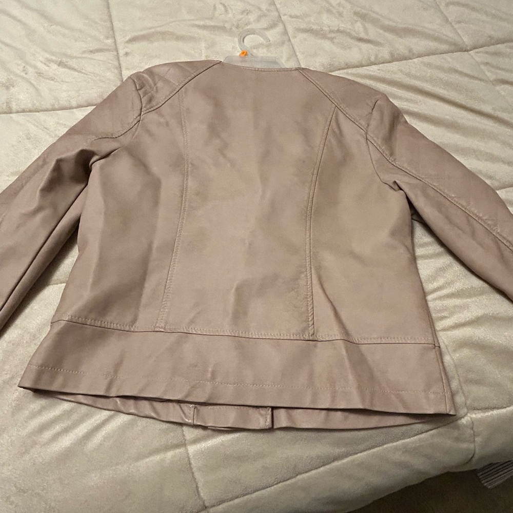 Urbanology Beige Faux Leather Moto Jacket - Picture 12 of 15